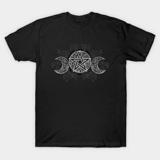 White Pentagram with Leaves T-Shirt